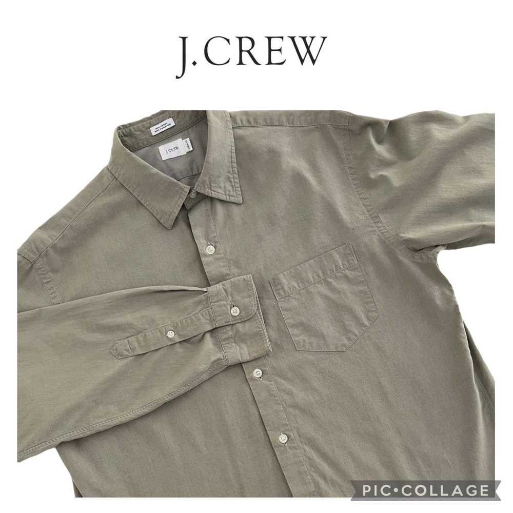 J. Crew men long sleeve olive green dress shirt size 16.5 - 17